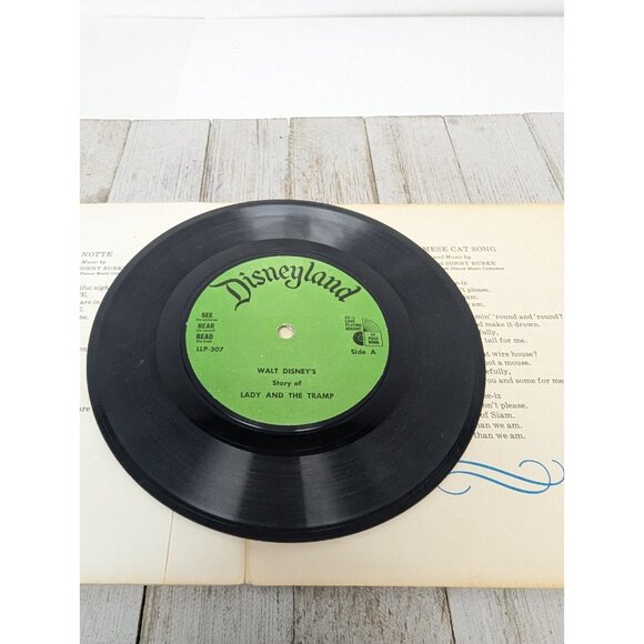 WALT DISNEY See Hear Read 33 1/3 rpm Lady And Tramp LLP-307 Book & Record 1965 - Picture 4 of 16